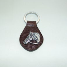 Porte clé tête de cheval marron effet croco